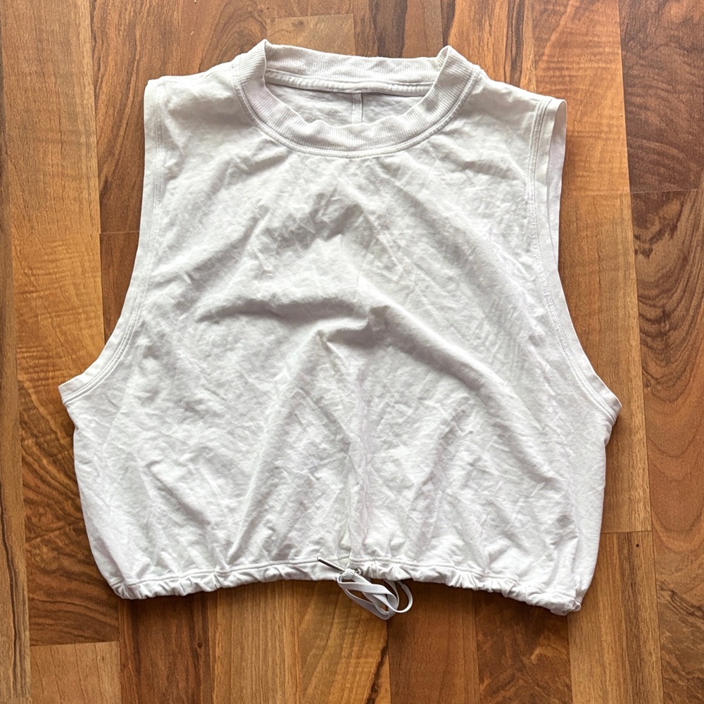 lululemon Women’s White Drawstring Crop Tank no size tag (fits like S size)